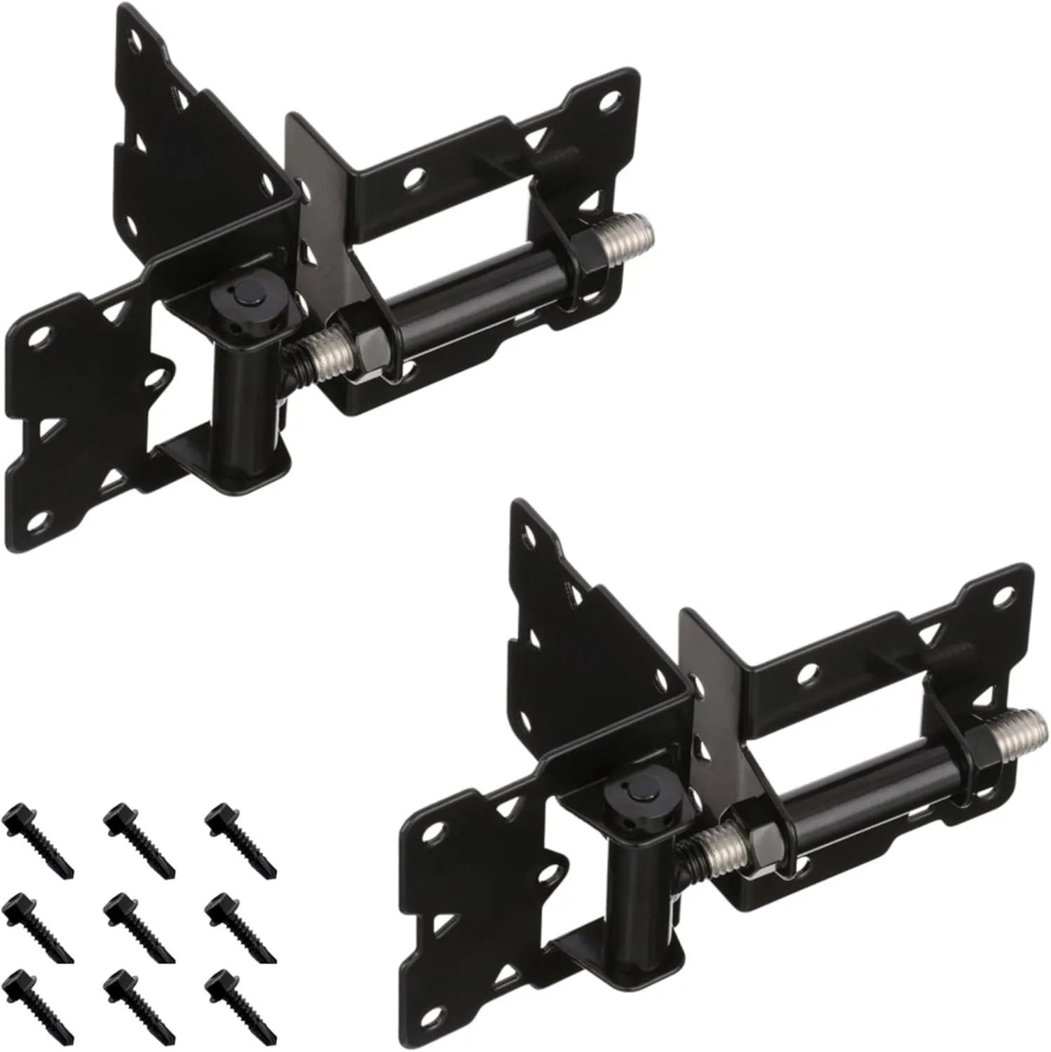 Advantage Industries Stainless-Steel Self-Closing Gate Hinge | Horizontal Adjustable | Heavy-Duty Enclosed Spring | Tight Hinge Tolerance | 2-Side Gate Attachment | Vinyl/PVC Gate (Pair) – Black