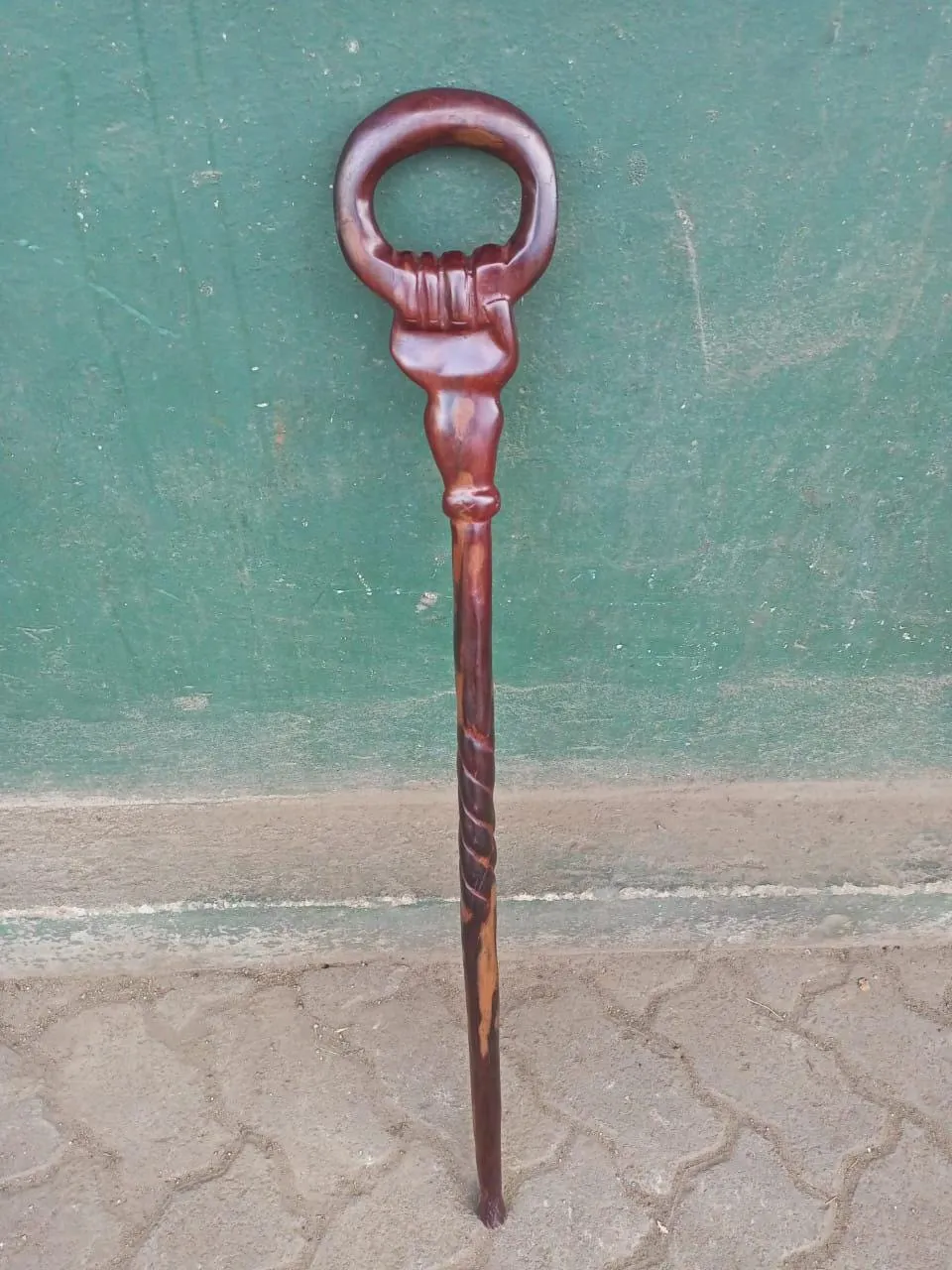 African Handcrafted Wooden Walking Stick/Authentic Tribal Hiking Staff/Artisan Wooden Walking Stick with Tribal Designs/Wooden Walking Cane