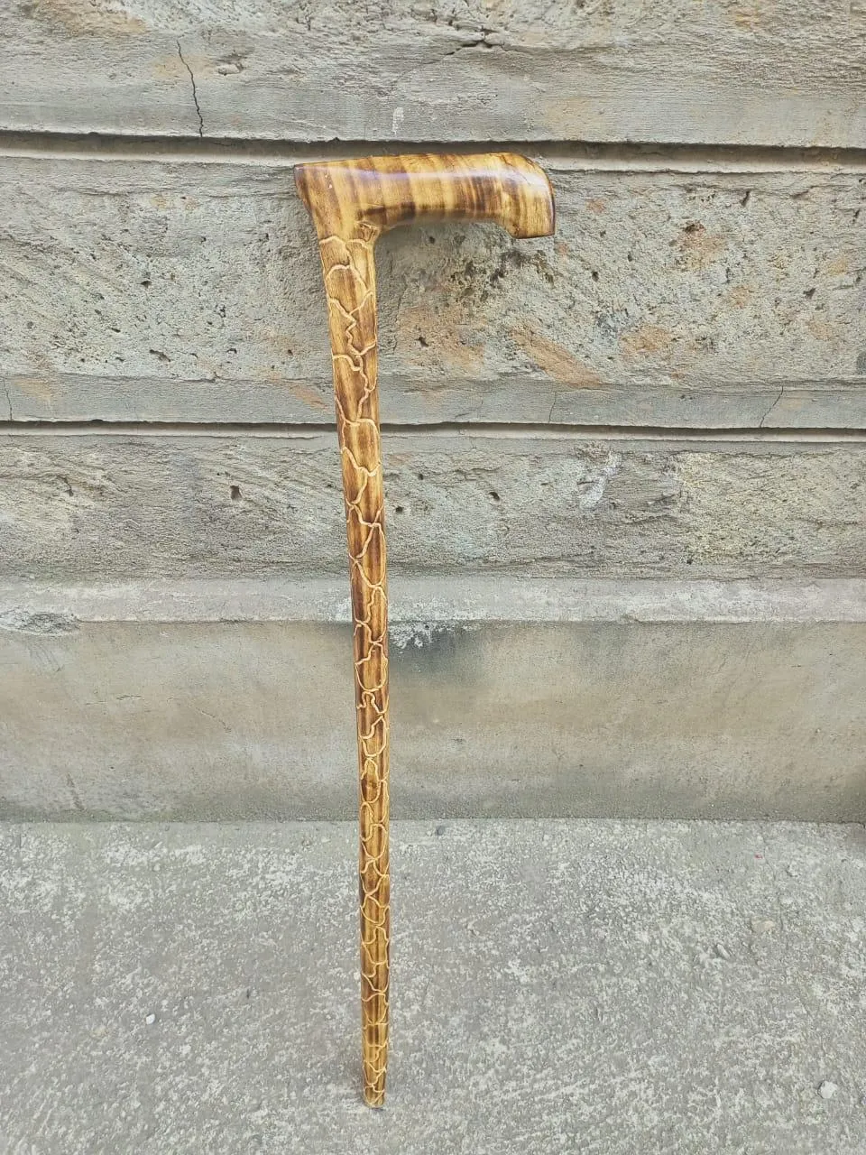 African Handcrafted Wooden Walking Stick/Authentic Tribal Hiking Staff/Artisan Wooden Walking Stick with Tribal Designs/Wooden Walking Cane