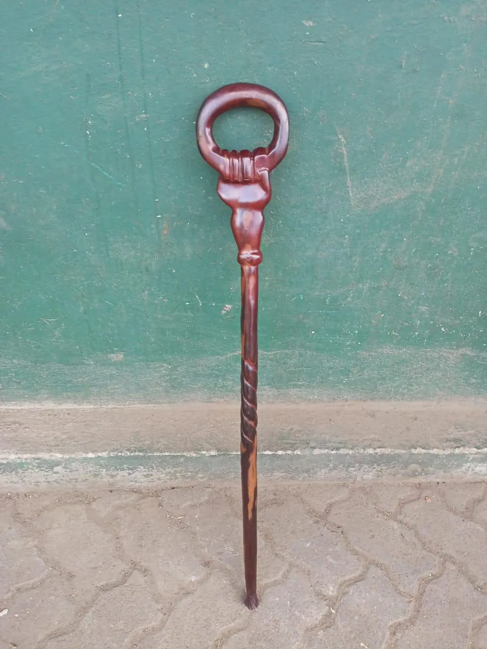 African Handcrafted Wooden Walking Stick/Authentic Tribal Hiking Staff/Artisan Wooden Walking Stick with Tribal Designs/Wooden Walking Cane