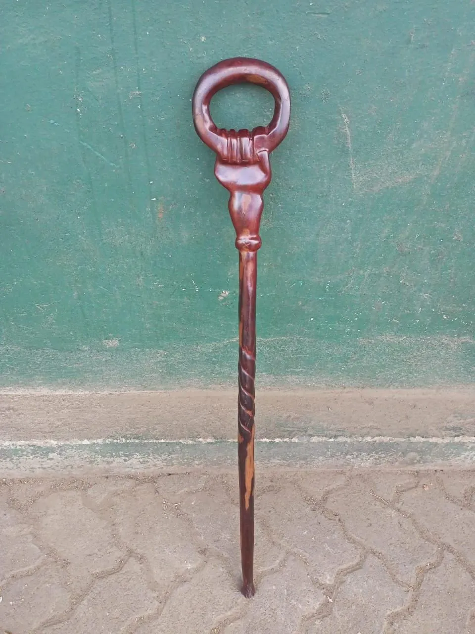 African Handcrafted Wooden Walking Stick/Authentic Tribal Hiking Staff/Artisan Wooden Walking Stick with Tribal Designs/Wooden Walking Cane