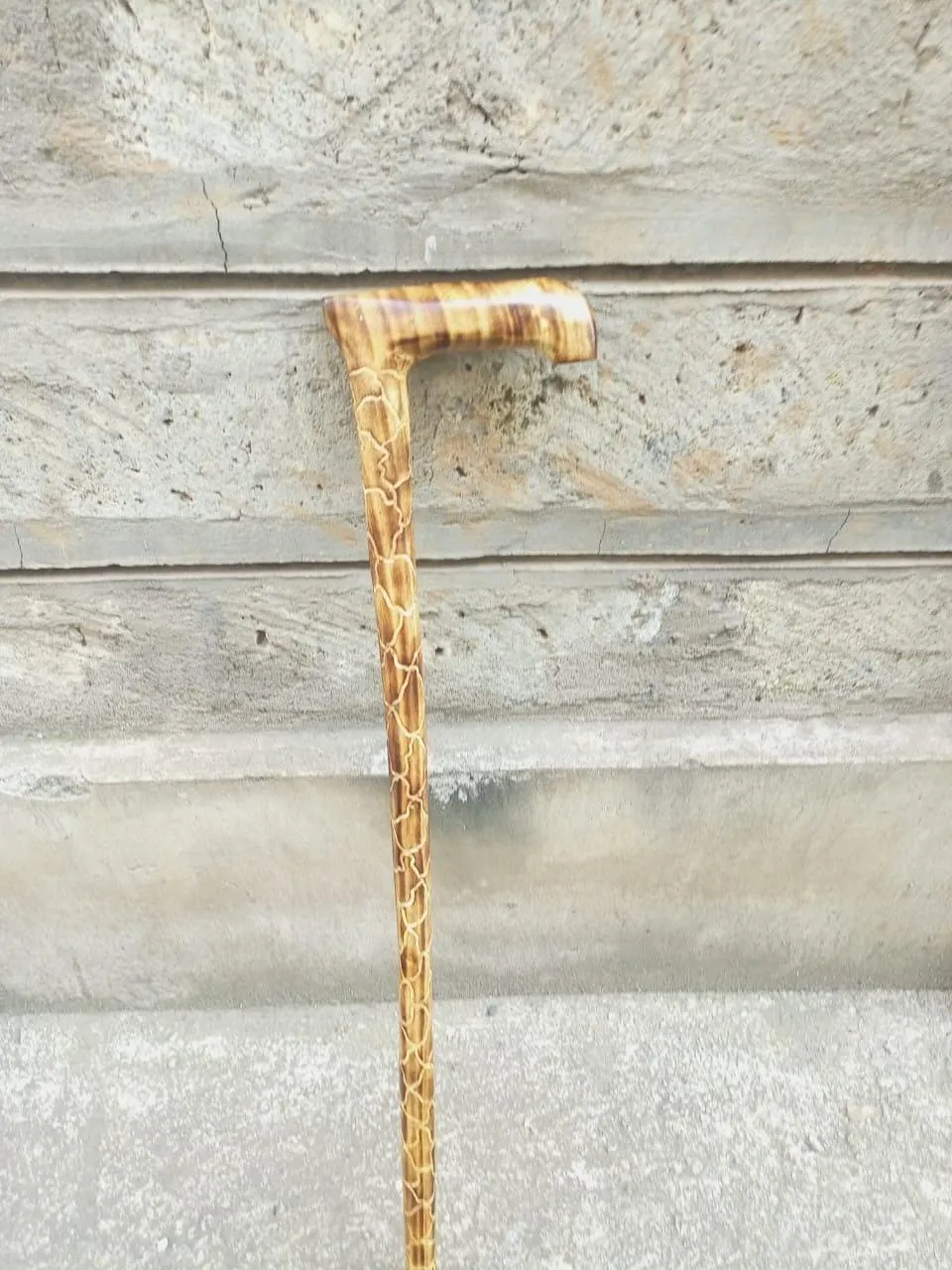 African Handcrafted Wooden Walking Stick/Authentic Tribal Hiking Staff/Artisan Wooden Walking Stick with Tribal Designs/Wooden Walking Cane