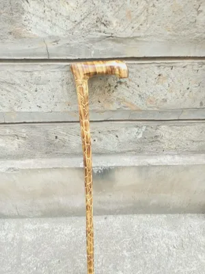African Handcrafted Wooden Walking Stick/Authentic Tribal Hiking Staff/Artisan Wooden Walking Stick with Tribal Designs/Wooden Walking Cane