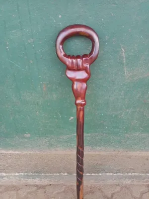 African Handcrafted Wooden Walking Stick/Authentic Tribal Hiking Staff/Artisan Wooden Walking Stick with Tribal Designs/Wooden Walking Cane