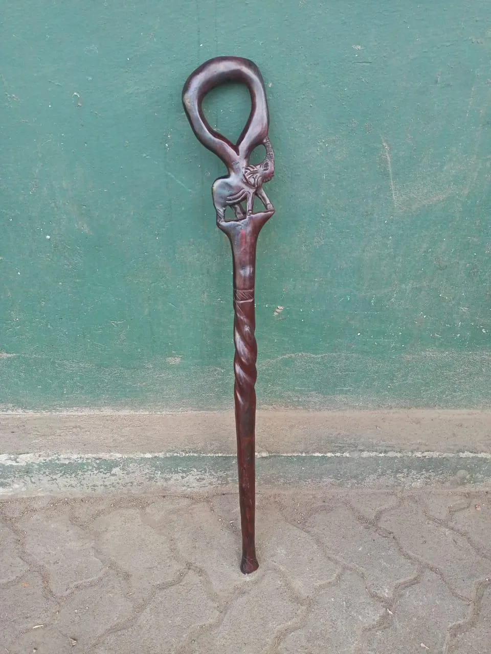 African Handcrafted Wooden Walking Stick/Authentic Tribal Hiking Staff/Artisan Wooden Walking Stick with Tribal Designs/Wooden Walking Cane