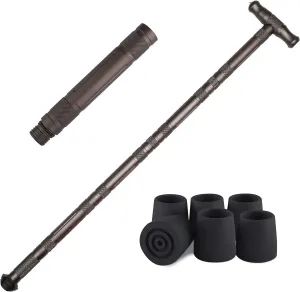 aiGear Premium Walking Hiking Stick and CNC Machined Ext Section with 6 Pack Anti Skid Rubber Tips