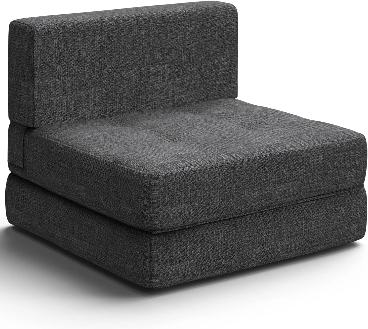 Aiho Sleeper Sofa Bed, Memory Foam Futon Sofa Bed, Convertible Chair Sleeper Floor Couch, Modern Linen Fabric Removable Cover, for Living Room/Apartment/Loft, Dark Grey
