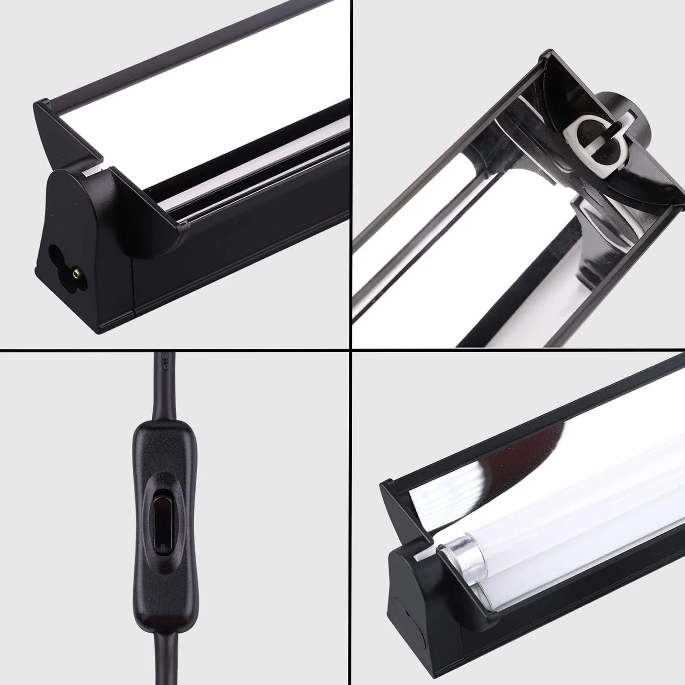 Aiicioo T5 UVB Lighting Combo Kit - 12" Light Fixture Desert 10.0 Terrarium Hood Light Fixture & High Output T5 HO UVB Bulb for Reptiles Chameleon Gecko (watts, 8)