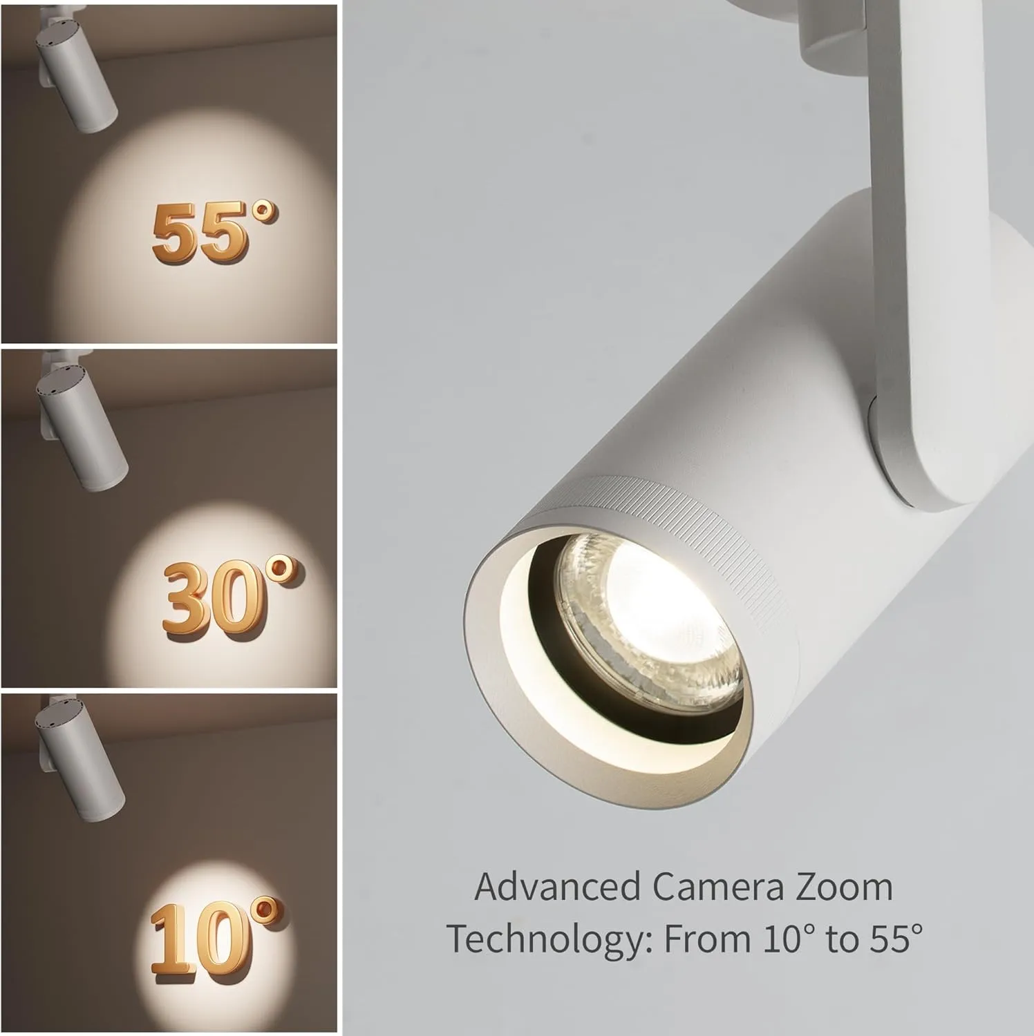Aisilan 4 Pack LED Zoomable Ceiling Spotlight 12W Dimmable Adjustable Beam Angle 10-55° Swivelable Angle CRI 97 Matt Aluminum Accent Lamp for Corridor Mural Living Room Warm White 3000K