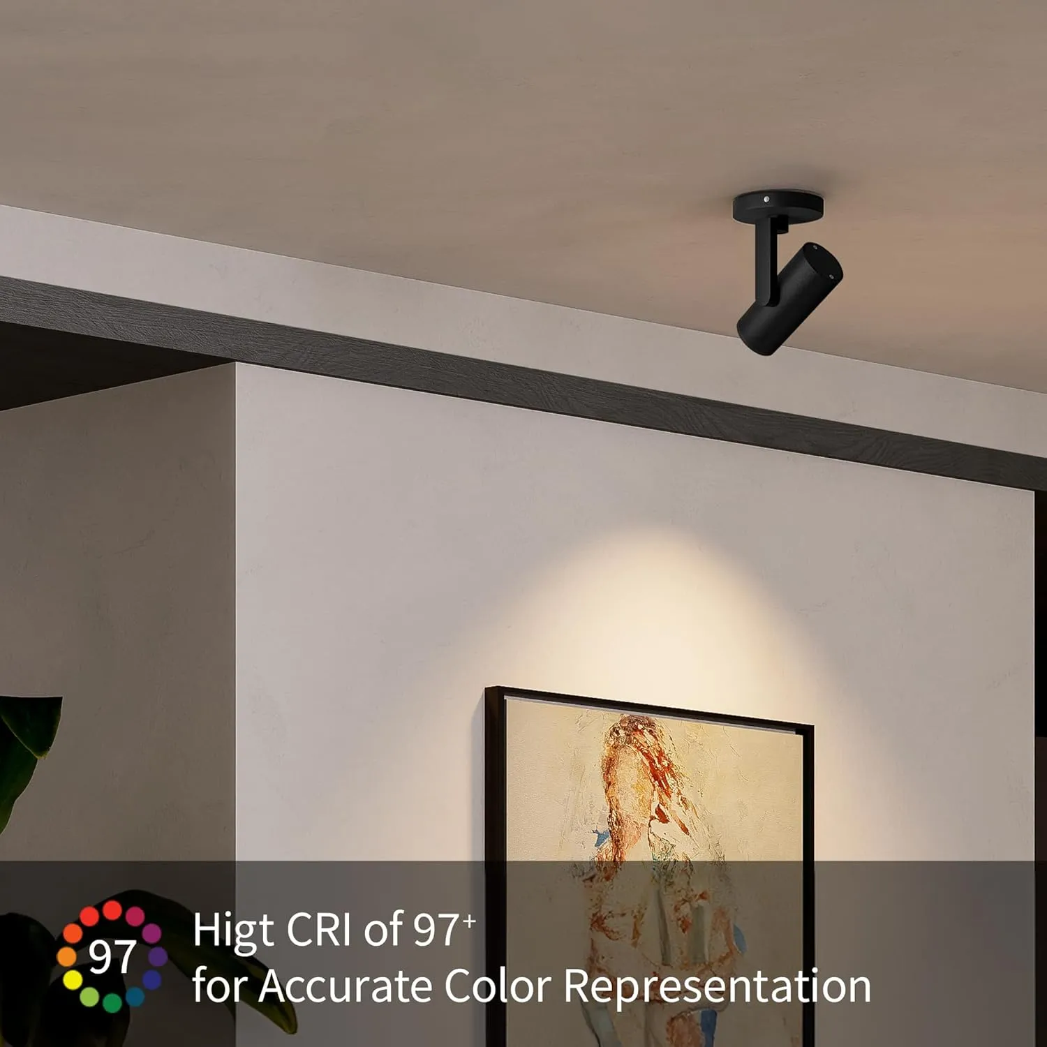 Aisilan Black LED Zoomable Ceiling Spotlight 12W Dimmable Adjustable Beam Angle 10-55° Swivelable Angle CRI 97 Matt Aluminum Directional Accent Lamp for Corridor Mural Living Room, Warm White 3000K