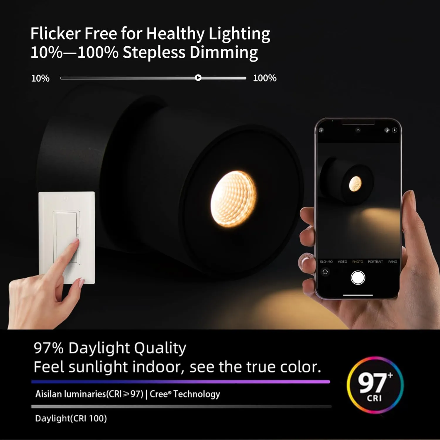 Aisilan Ceiling Spotlight Fixtures, Modern LED Spotlight Indoor, 9W Accent Spot Light with 360°Rotatable, Directional Spot Lights for Living Room Bedroom Painting Artwork, 3000K CRI 97 