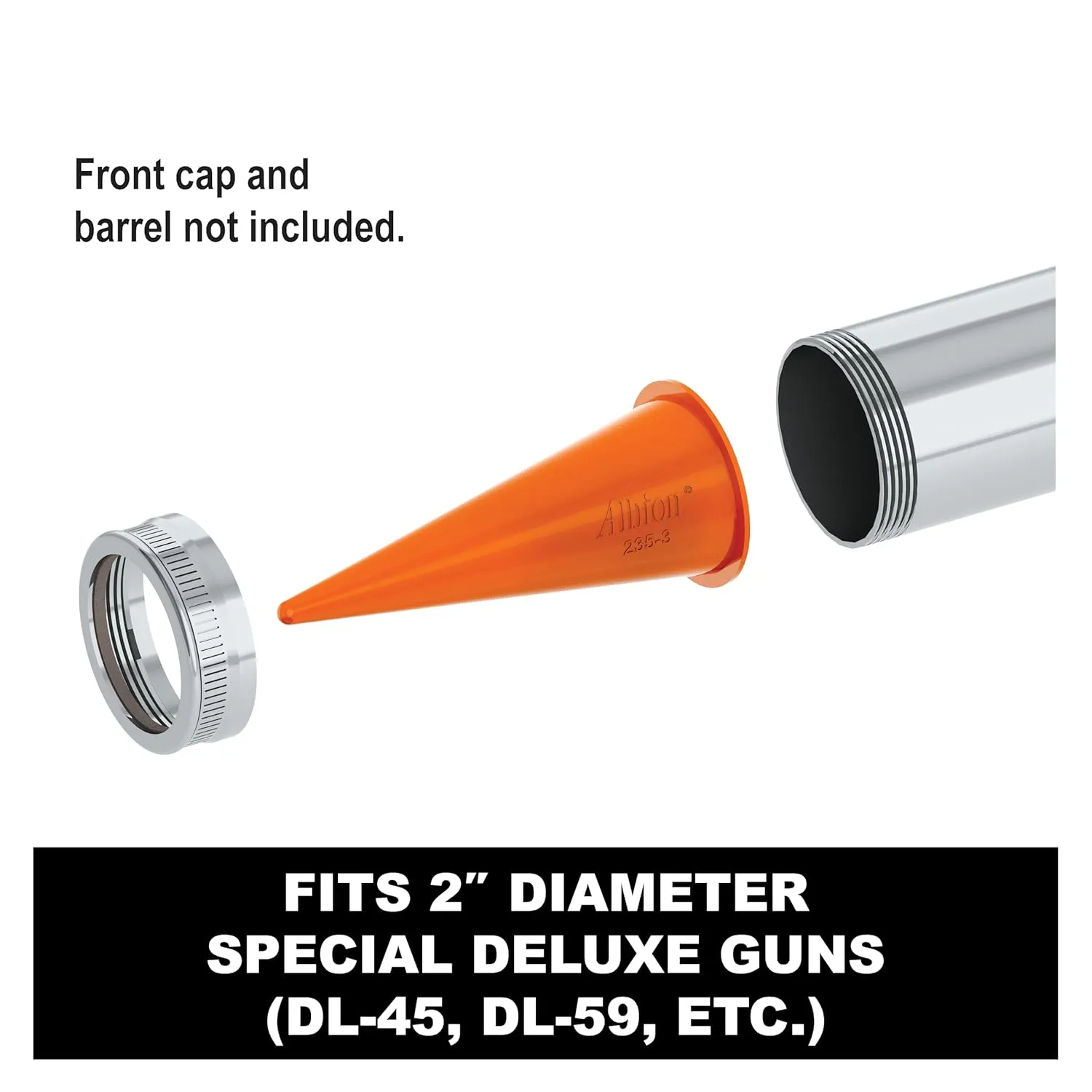 Albion Engineering Company 235-3(25 Pack) Cone Nozzle for Albion Professional Line Caulking Guns, Orange, Pack of 25