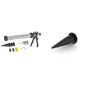 Albion Engineering Company B12S20 B-Line Manual Sausage Caulking Gun, 20 oz, 12:1 Drive & Engineering Company 873-3 B-Line Cone Nozzle, Black, Pack of 10