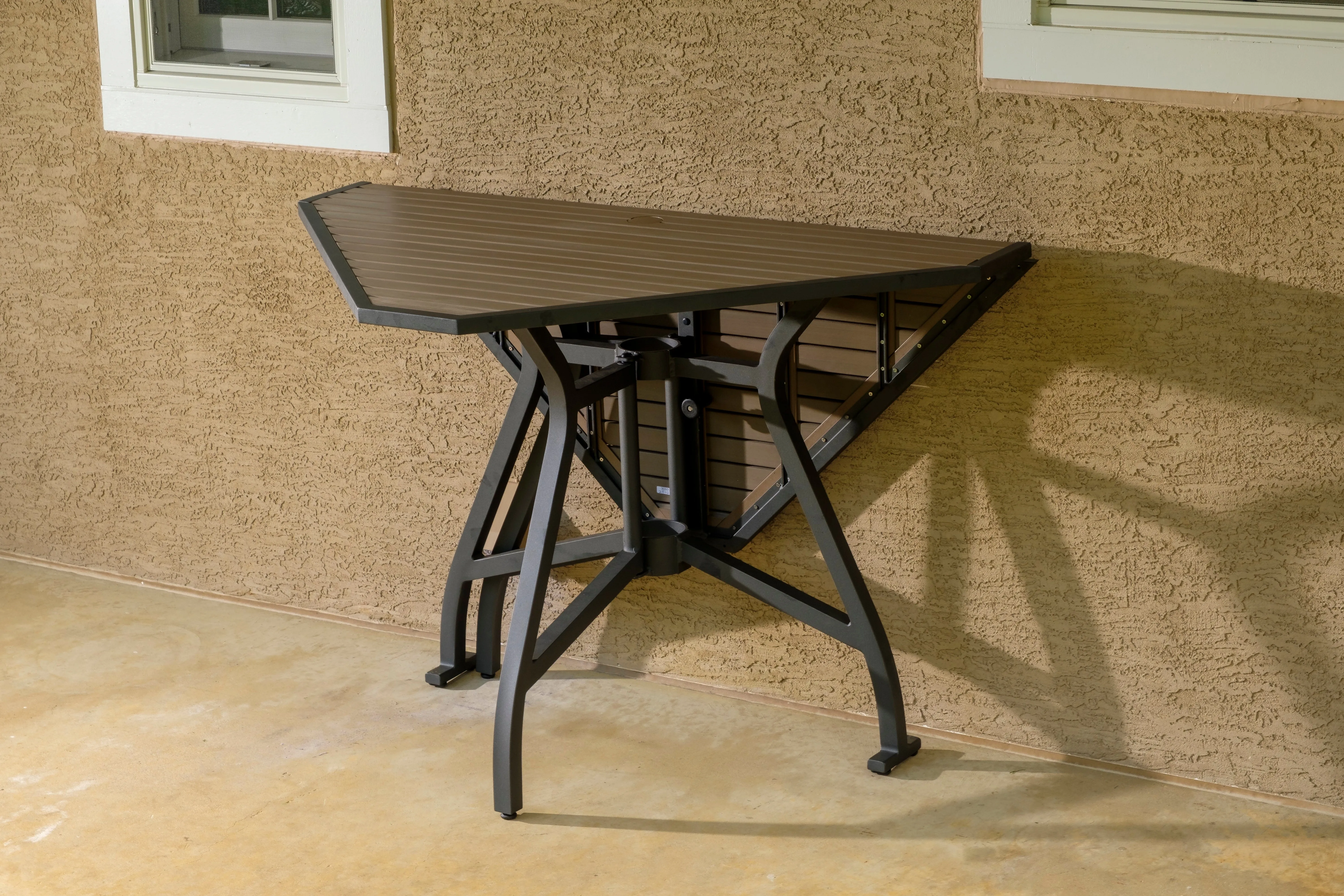 Alfresco Home Oden Gray 43" Square Aluminum & Polywood Folding Gathering Table - 300-2012