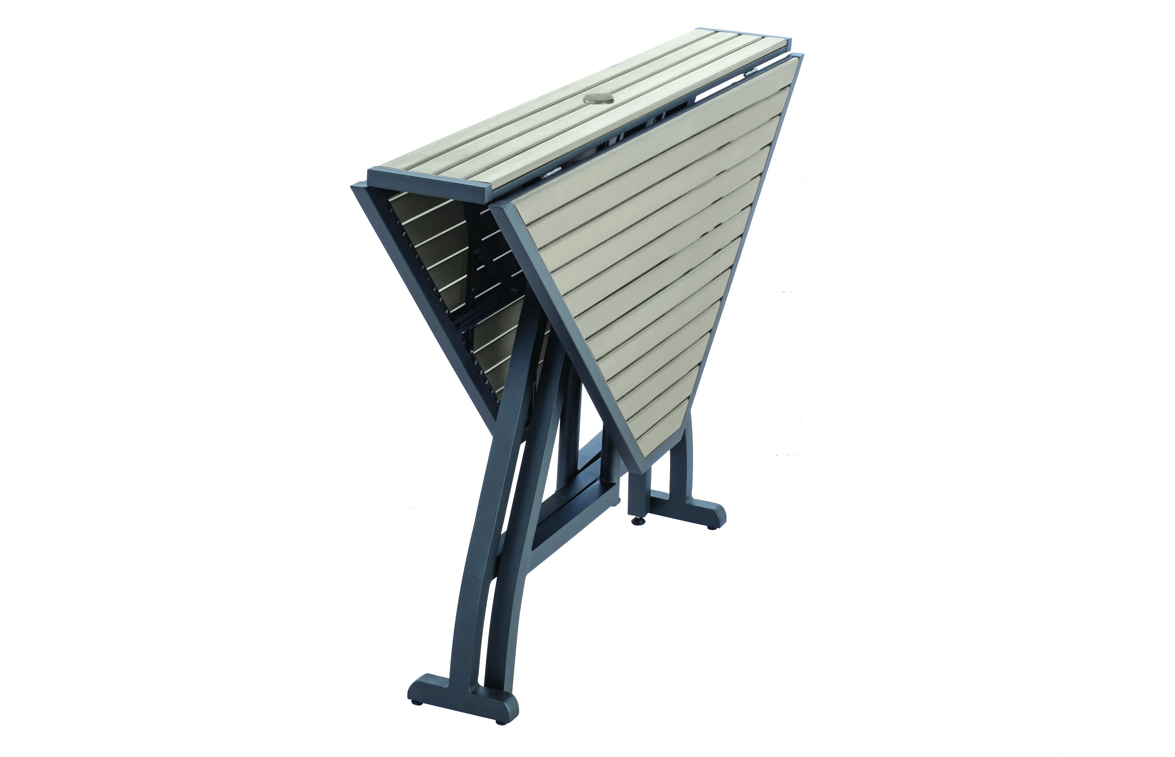 Alfresco Home Oden Gray 43" Square Aluminum & Polywood Folding Gathering Table - 300-2012