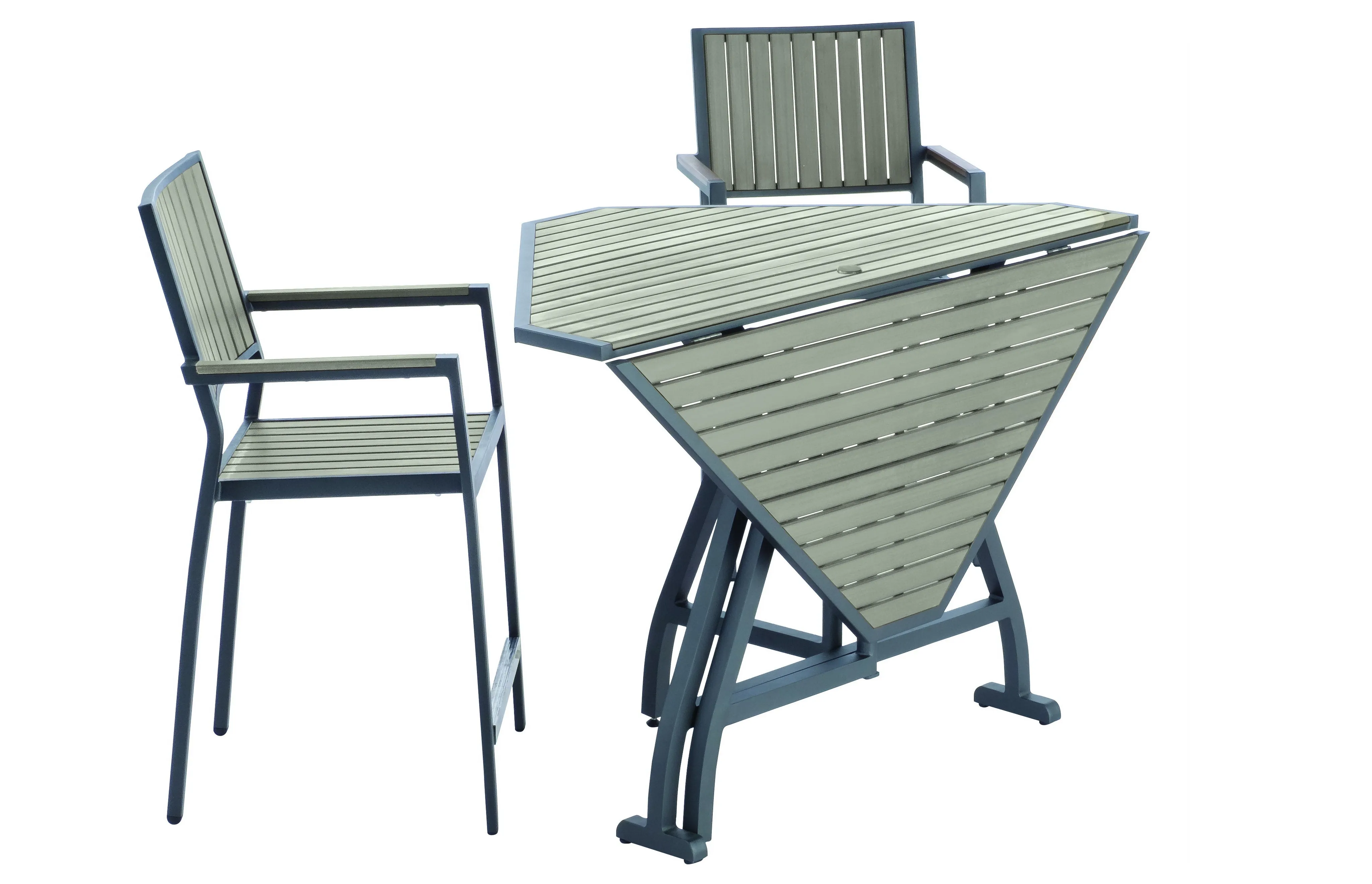 Alfresco Home Oden Gray 43" Square Aluminum & Polywood Folding Gathering Table - 300-2012