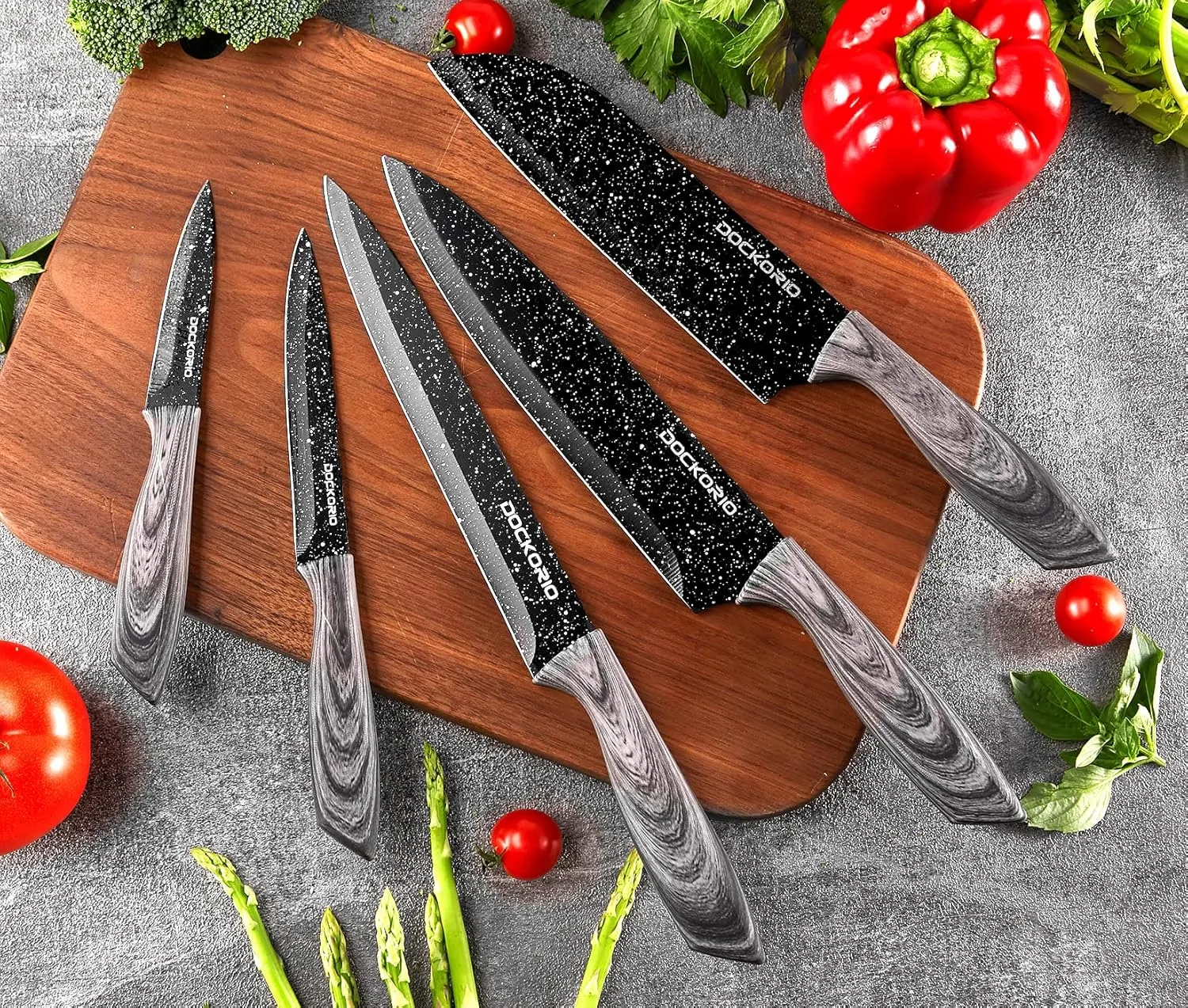 all in one Kitchen Knife Set with Block, 19 PCS High Carbon Stainless Steel Sharp Serrated Steak Knives Set, Chef Knives, Bread Knife, Scissor, Sharpener,