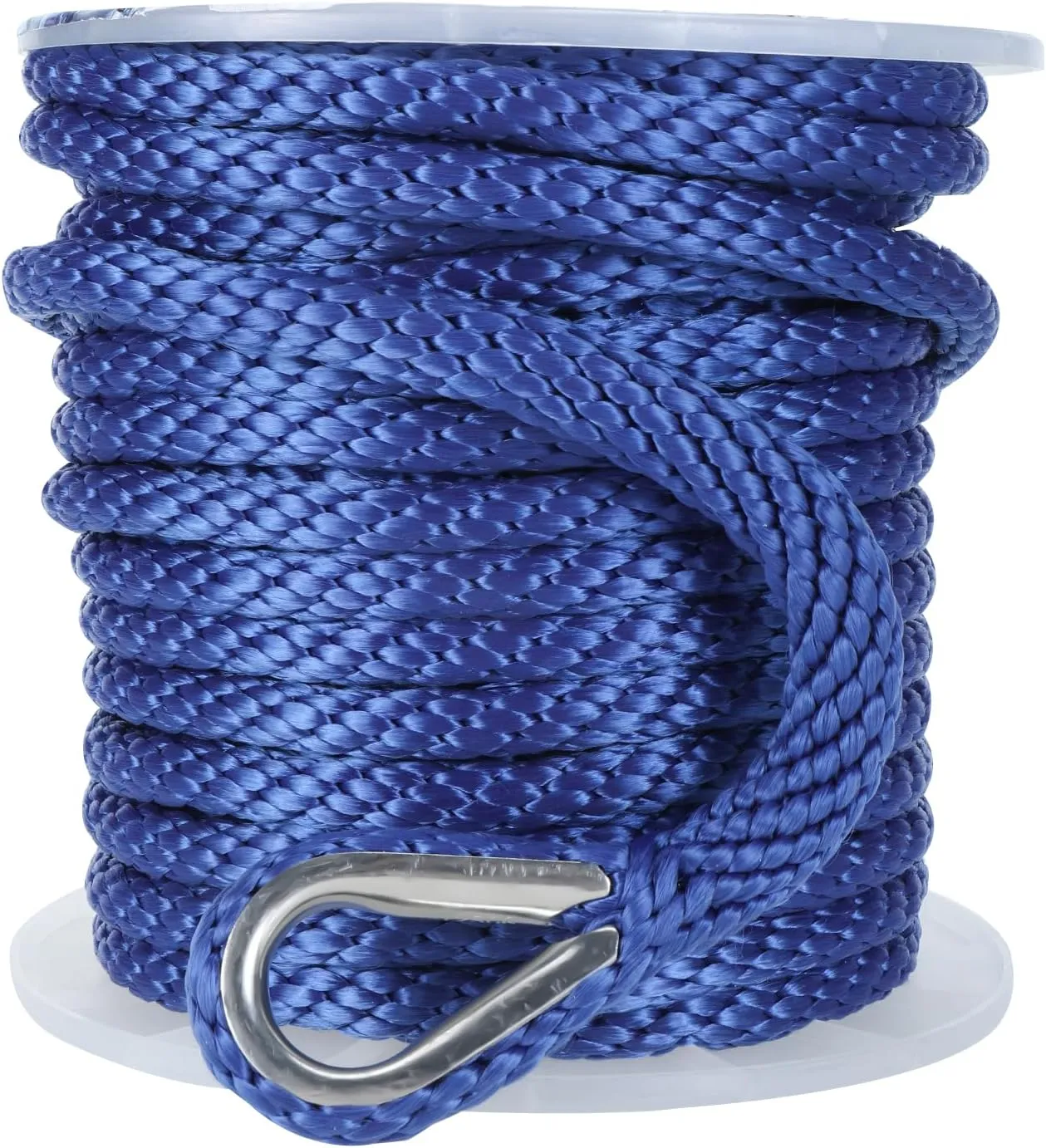 Amarine Made Anchor Rope Boat Rope, 1/2” X 100’ Anchor Line, Braided Boat Anchor Rope, MFP Anchor Line with Stainless Steel Shackle for Docking, Navy Blue