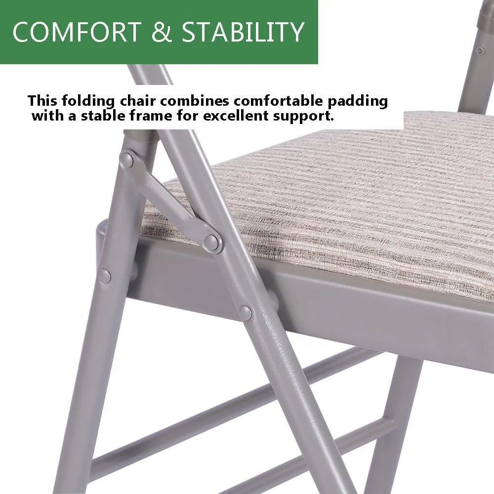 Amazing for less Pack of 2 (Fabric/Vinyl) Steel Frame Metal Foam Padded Folding Chairs (Black, Gray, White) (2-Pack - Fabric White)