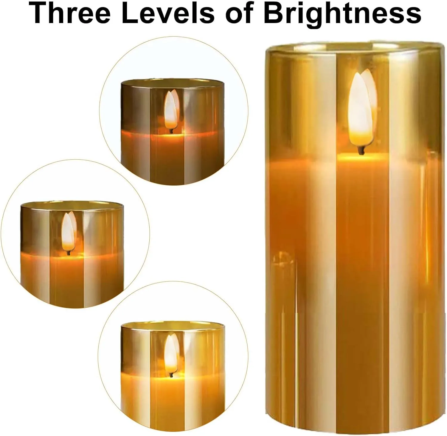 Amber Flameless Candles, 5 Pack Battery Operated Candles with Flickering Flame, Large Pillar Candles with 2 Remote and Timer for Party/Hotel/Wedding/Birthday Decoration