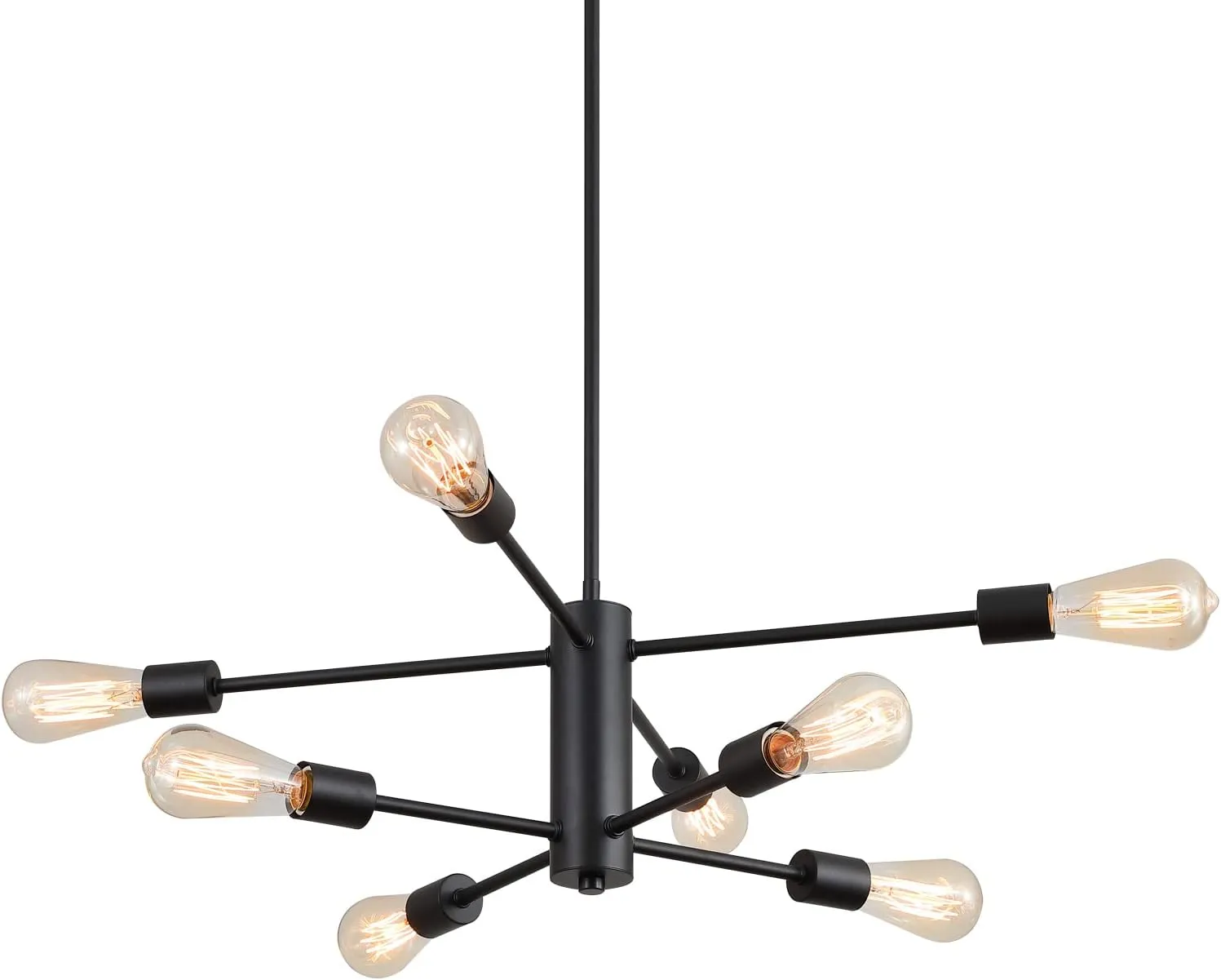 AMZASA Black Modern Sputnik Chandeliers, 8 Light Farmhouse Mid Century Pendant Light for Dining Room Living Room Kitchen Island Entryway Foyer UL Listed