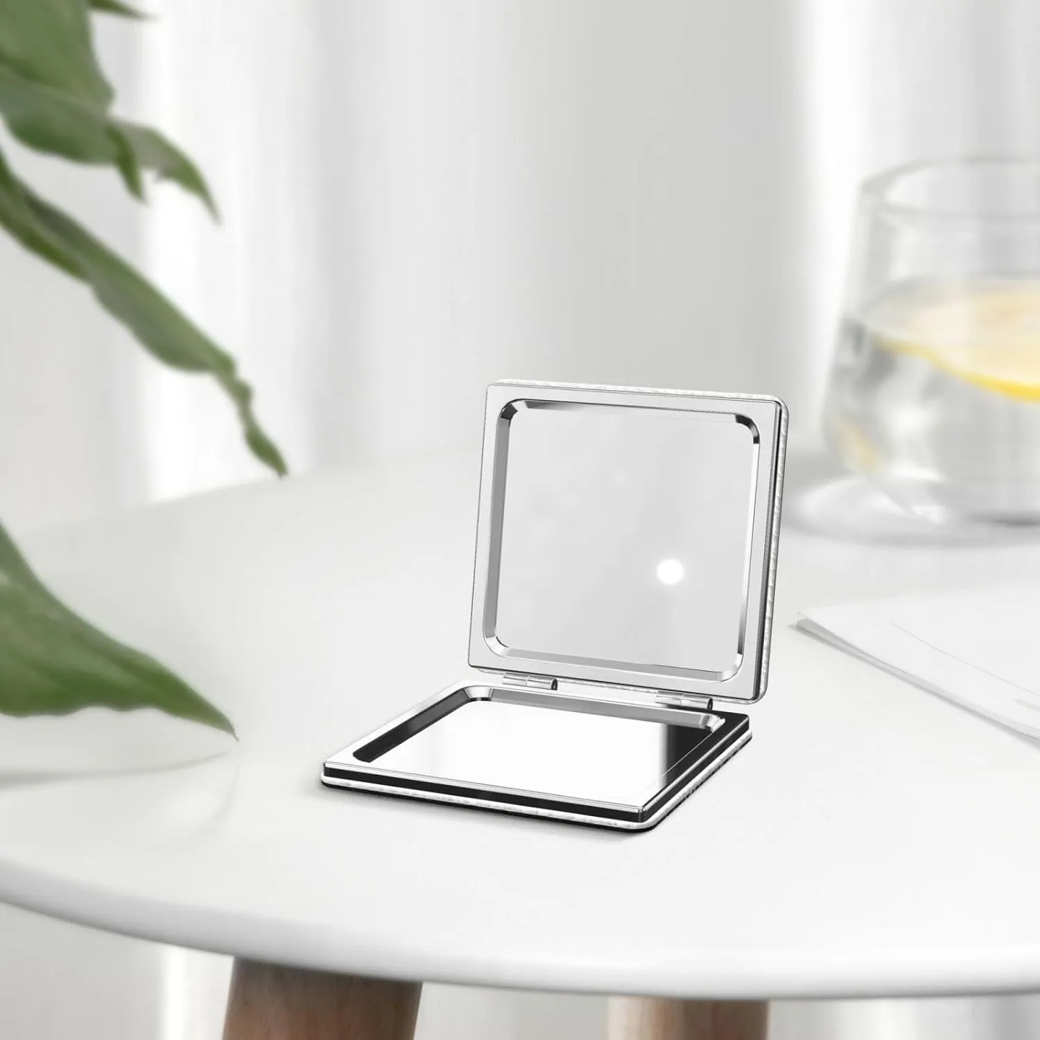 Animal Leopard Printed Square Pocket Makeup Mirror with 1X/2X Magnification, Portable Mini Travel Makeup Mirror for Travel Daily Work Beauty