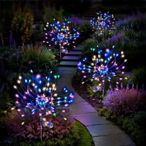 Anordsem Solar Lights Outdoor Waterproof: Garden Light Solar Powered for Yard Outside - Fireworks Lamp Colorful Lighting Patio Decor 4 Pack - LED Sparkler DIY Decorating Gifts for Women Gardener