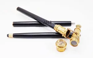 Antique Brass Nautical Telescope Walking Cane Steampunk Style Victorian Telescope Compass Fold able Wooden Walking Stick Walking Cane Ideal Vintage Gift Men Women Father Mother