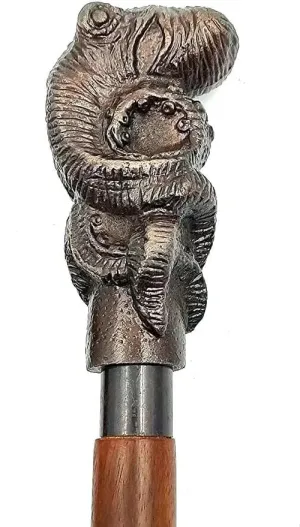 Antique Brass Octopus Head Handle Walking Stick/Cane - Brass Victorian Walking Stick for Men - Premium Wooden Foldable Handmade Steampunk Walking Stick for Men, Women, Hiking, Camping, Senior