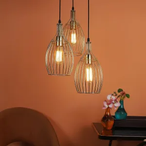 Antique Gold 3 Iron Light Cluster Hanging Lamp