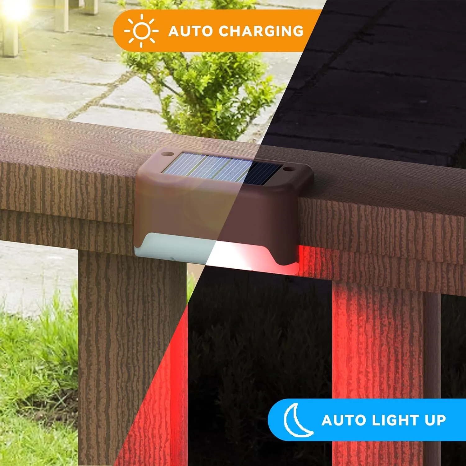 APONUO Solar Deck Lights 16 Pcs, Solar Step Lights Outdoor Waterproof RGB Fence Lamp for Steps,Backyard,Stairs and Railing