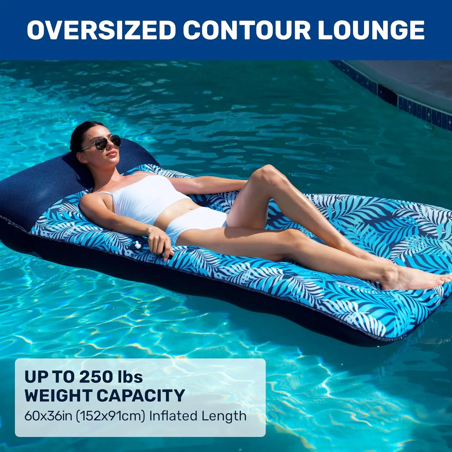 Aqua Comfort Pool Float Lounge – Inflatable Pool Floats for Adults with Headrest & Footrest – Multiple Colors