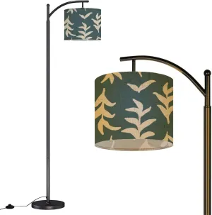 Arc Floor Lamps Floral Print Seamless Pattern Hand Drawn Style Collage Contemporary Modern LED Adjustable Lampshade Standing Light for Living Room Reading Bedroom Office