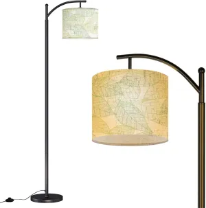 Arc Floor Lamps Horizontally and Vertically Repeatable Seamless Background with Leaf Modern LED Adjustable Lampshade Standing Light for Living Room Reading Bedroom Office