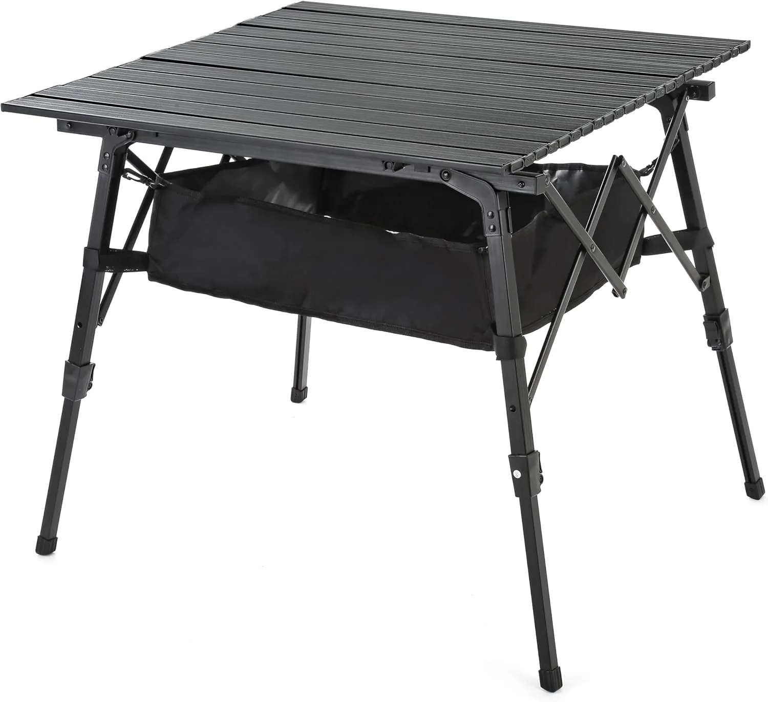 ARROWHEAD OUTDOOR 39" Aluminum Folding Camp Roll Up Table w/Adjustable Height, Undertable Mesh Storage, Carry Bag