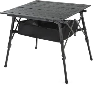 ARROWHEAD OUTDOOR 39" Aluminum Folding Camp Roll Up Table w/Adjustable Height, Undertable Mesh Storage, Carry Bag