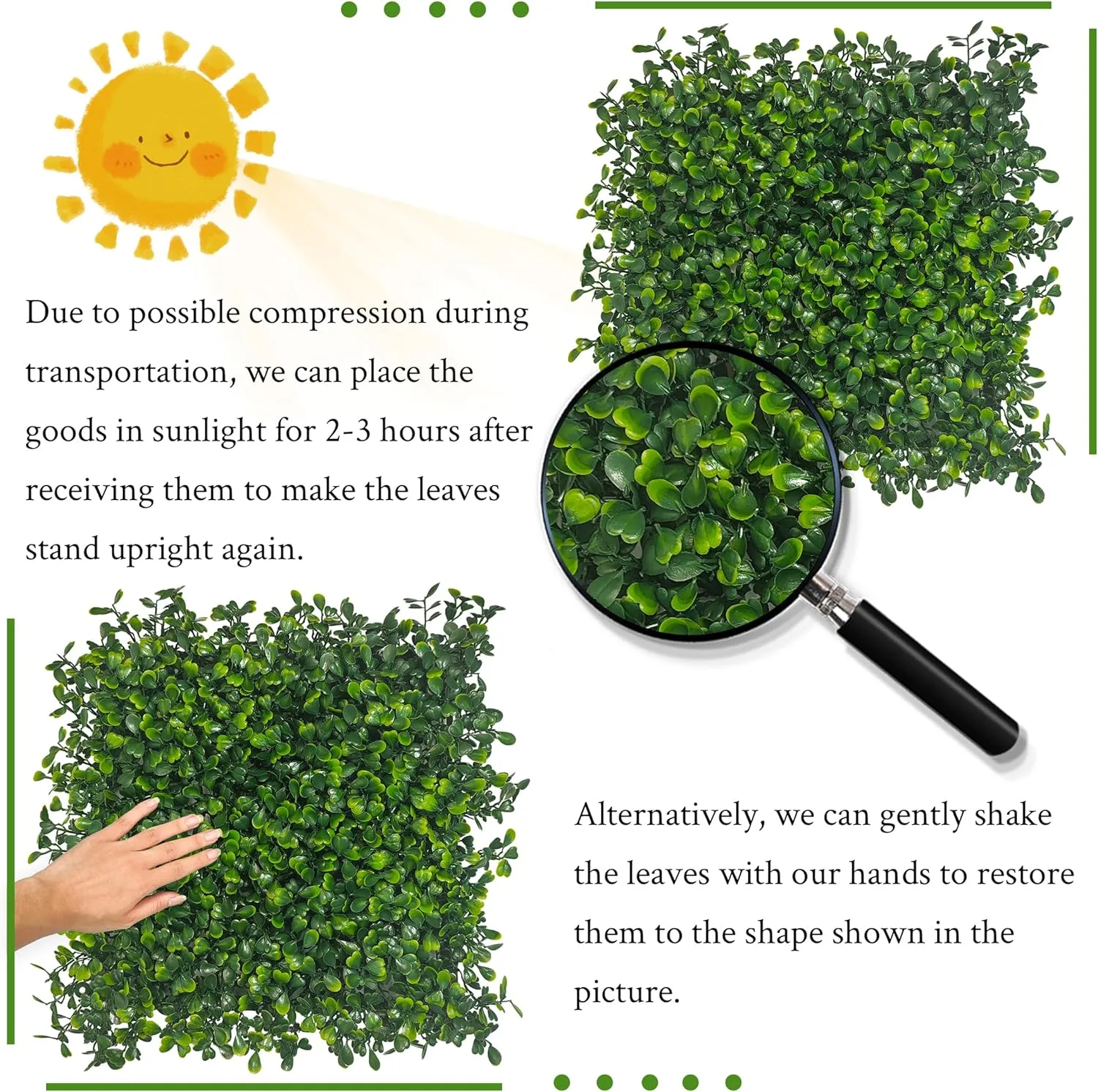 Artificial Grass Wall Panel,10"x 10"(16P) 4-Layer Leaf UV-Anti Greenery Faux Boxwood for Indoor,Outdoor Patio Balcony Privacy & Ivy Fence Covering Privacy, Garden, Backyard Wall Backdrop Decor