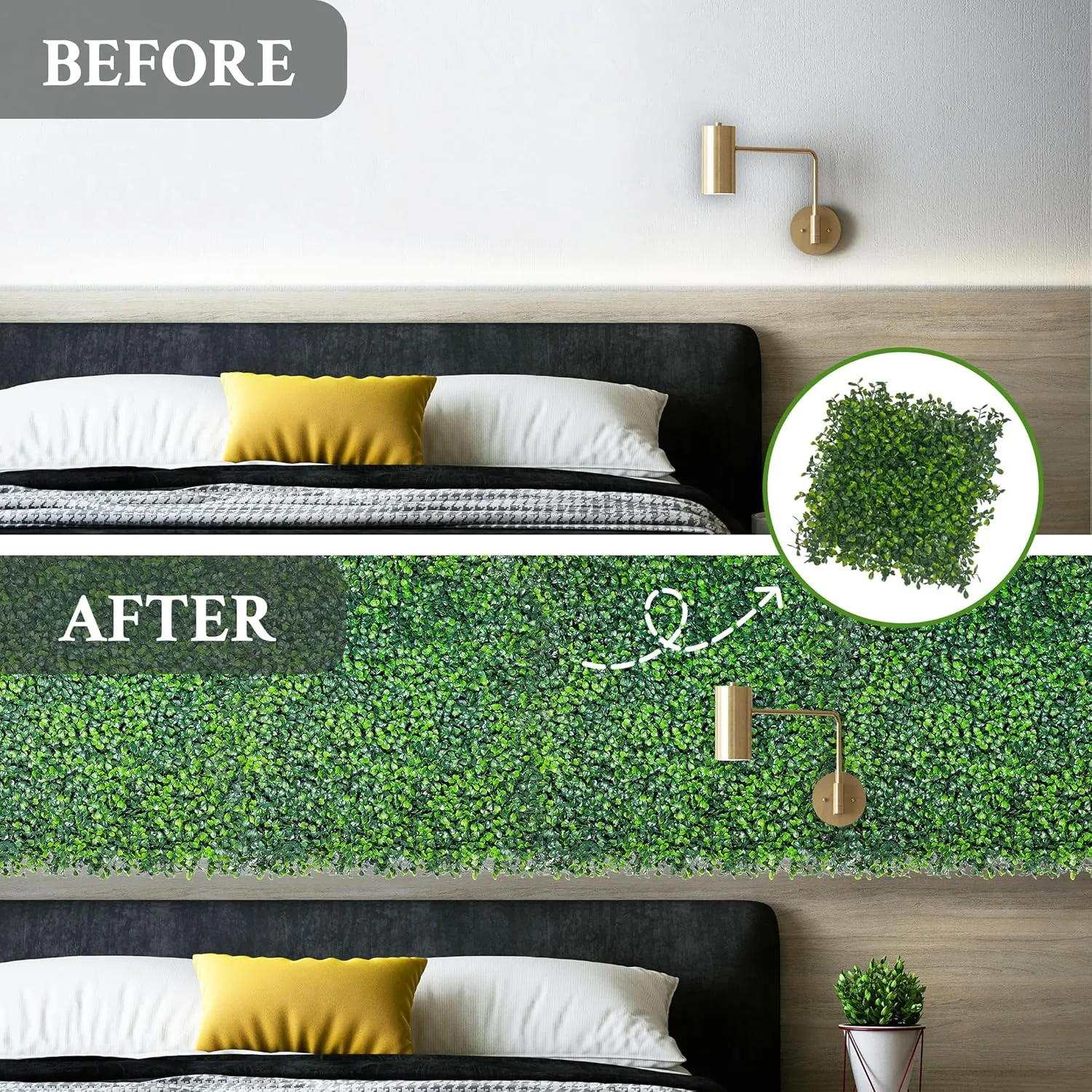 Artificial Grass Wall Panel,10"x 10"(16P) 4-Layer Leaf UV-Anti Greenery Faux Boxwood for Indoor,Outdoor Patio Balcony Privacy & Ivy Fence Covering Privacy, Garden, Backyard Wall Backdrop Decor