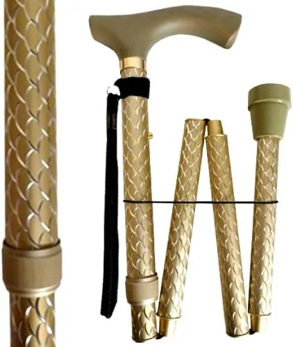 Artistic Carved Stick/Bright Gold Walking Poles, Multicolor