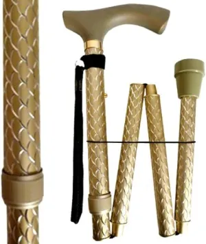 Artistic Carved Stick/Bright Gold Walking Poles, Multicolor