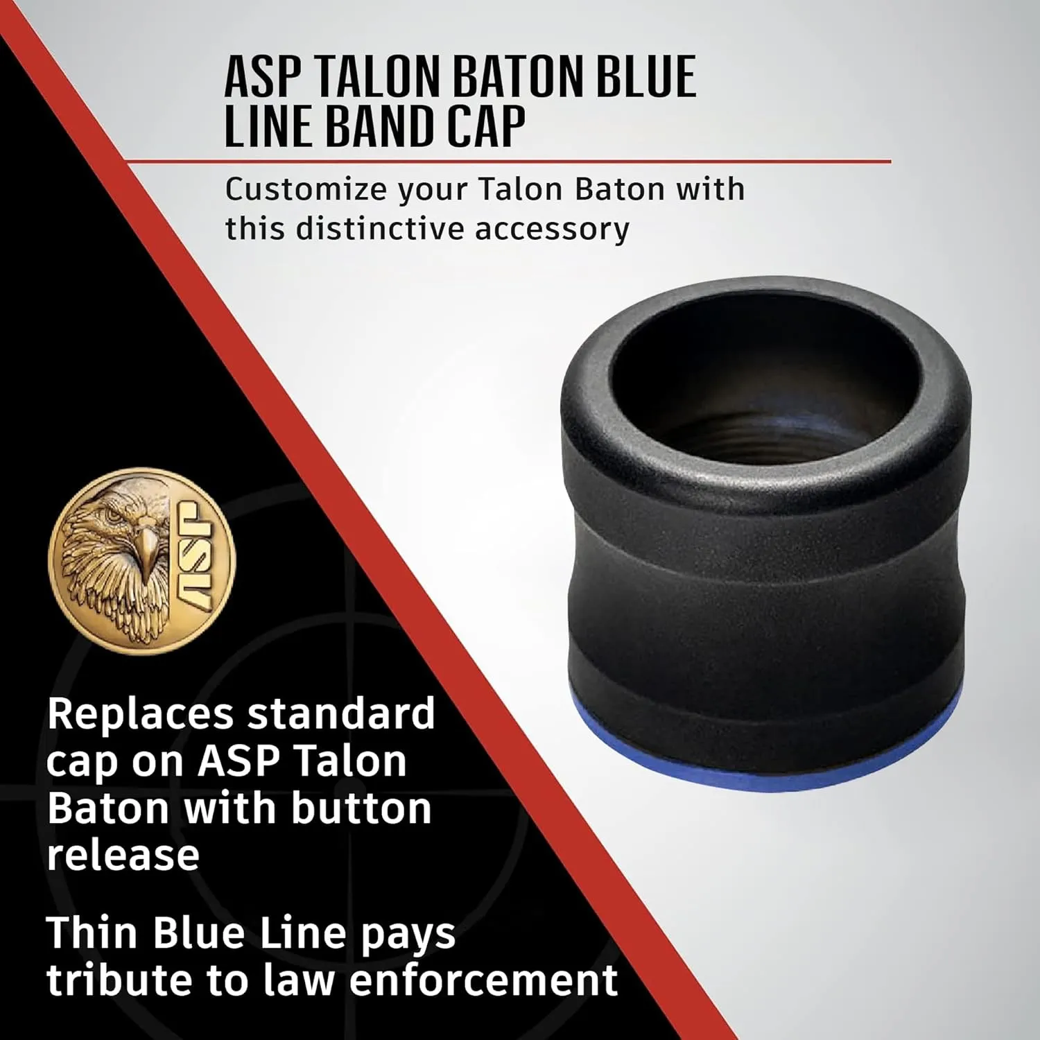 ASP T-Series Band Cap, Talon Baton Handle, Tactical Baton Accessories, Blue Line