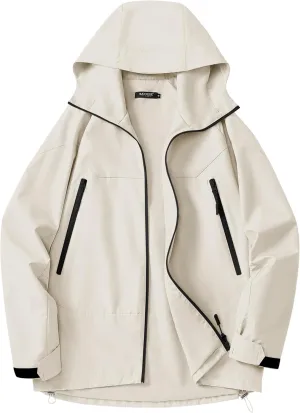Avoogue Rain Jacket for Women Loose Fit Waterproof Lightweight Lined Rain Coat Hiking Windbreaker Jacket with Hood
