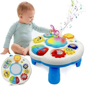 Baby Toys 6-12 Months, Baby Activity Table Center, Musical Toys for Infant Toddler 0 3 6 9 12 18 Months, Boy Girl Toy for 1 2 3 Year Old（White）