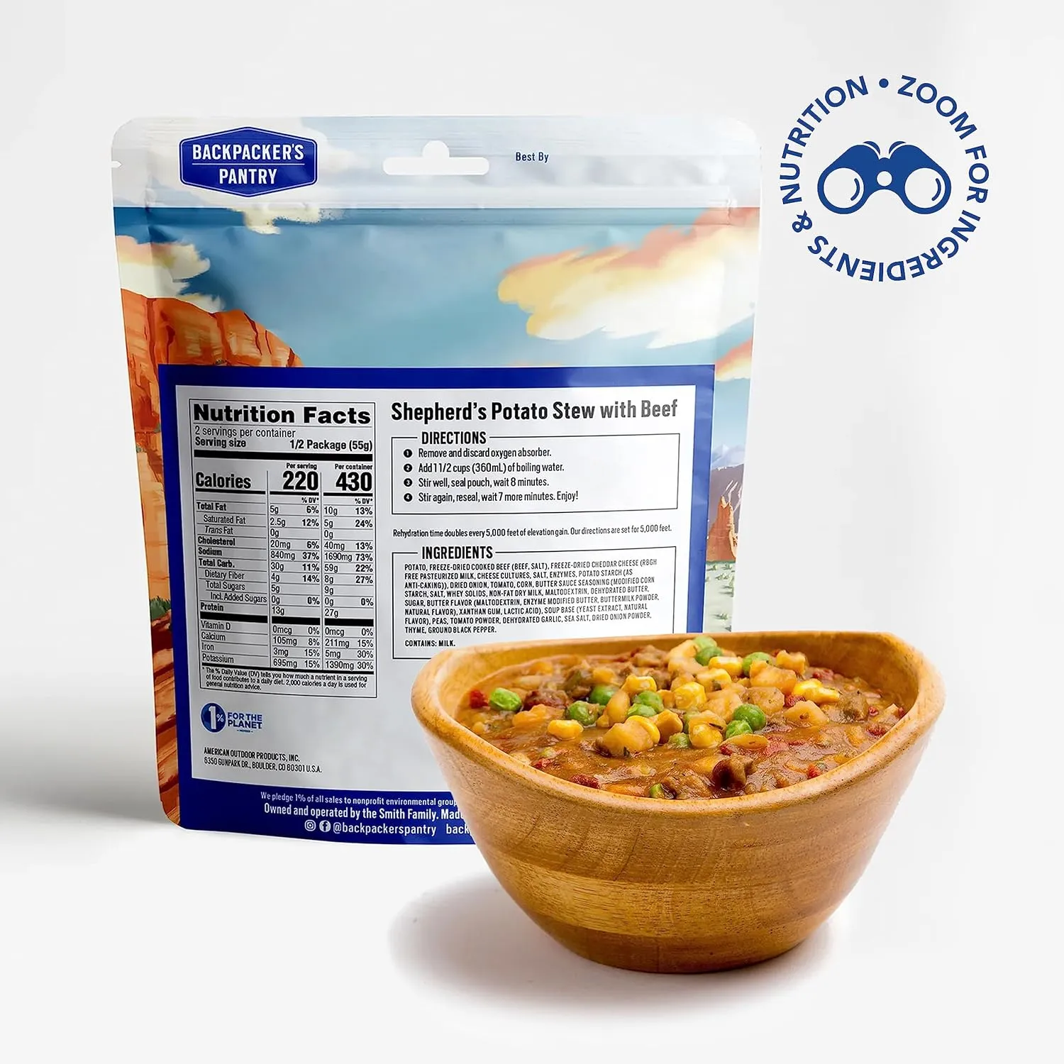 Backpacker's Pantry Shepherd's Potato Stew with Beef - Freeze Dried Backpacking & Camping Food - Emergency Food - 27 Grams of Protein, Gluten-Free - 6 Count
