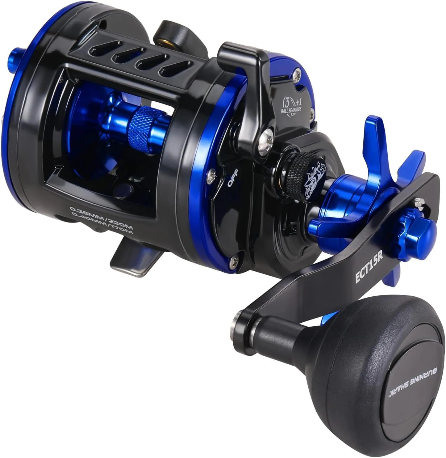 Baitcasting Fishing Reel, Smooth Powerful Round Baitcaster Reel, Saltwater Inshore Surf Trolling Reel, Conventional Reel for Catfish, Musky, Bass, Pike