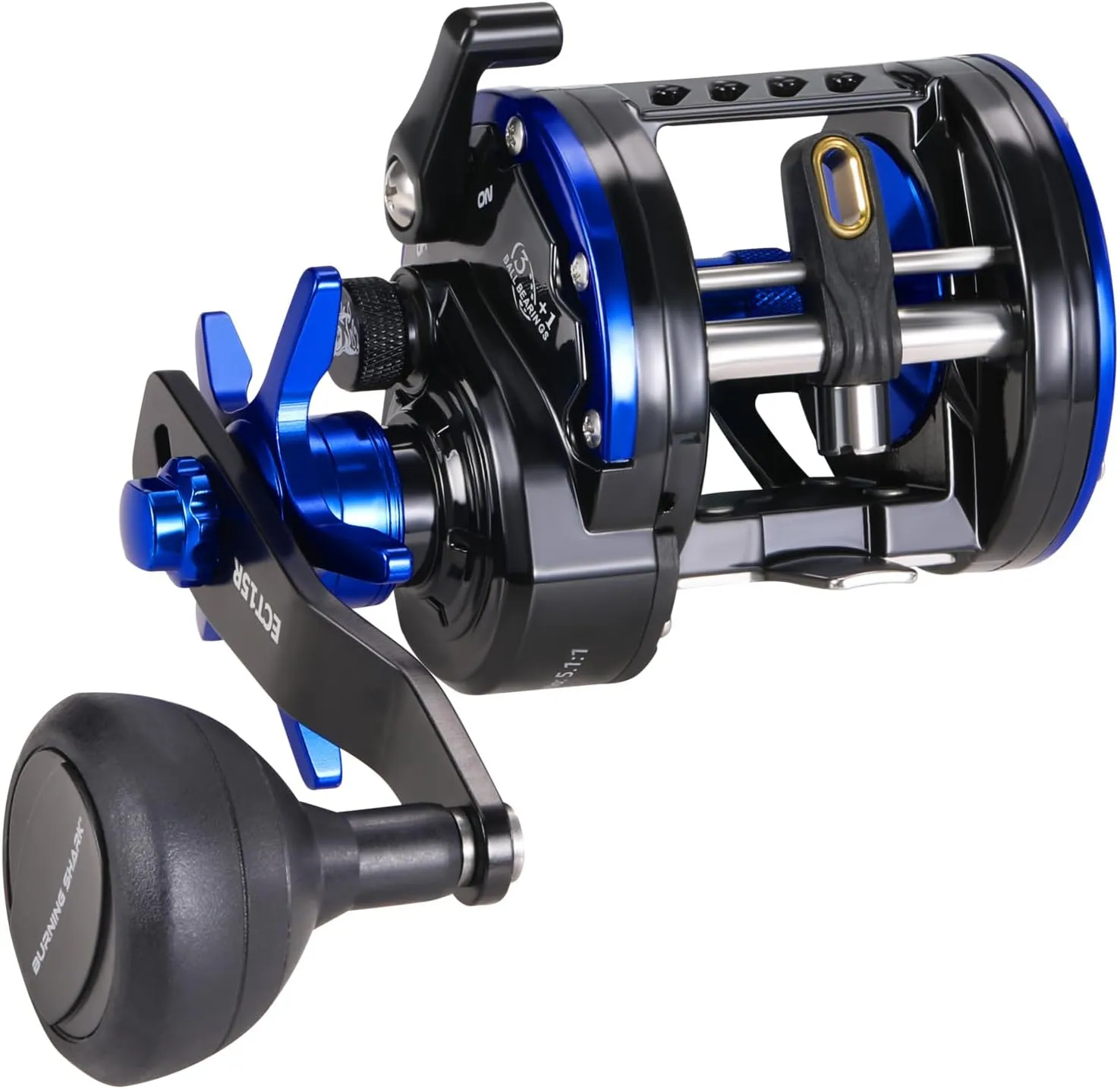 Baitcasting Fishing Reel, Smooth Powerful Round Baitcaster Reel, Saltwater Inshore Surf Trolling Reel, Conventional Reel for Catfish, Musky, Bass, Pike