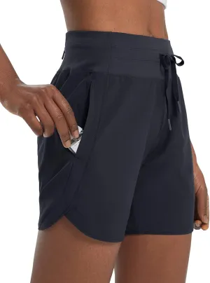 baleaf Women's 5" Workout Shorts Athletic Running Shorts High Waisted with Zipper Pocket Gym Quick Dry Hiking Sports