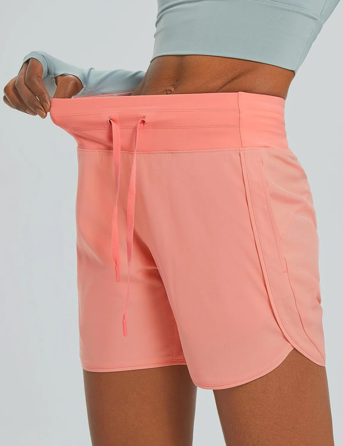 baleaf Women's 5" Workout Shorts Athletic Running Shorts High Waisted with Zipper Pocket Gym Quick Dry Hiking Sports