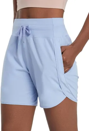 baleaf Women's 5" Workout Shorts Athletic Running Shorts High Waisted with Zipper Pocket Gym Quick Dry Hiking Sports