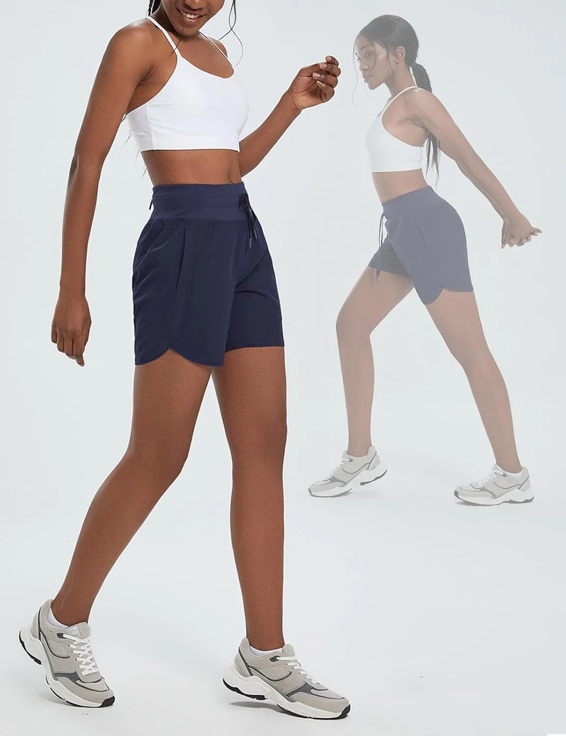 baleaf Women's 5" Workout Shorts Athletic Running Shorts High Waisted with Zipper Pocket Gym Quick Dry Hiking Sports
